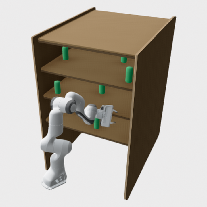 Franka Panda arm in the bookshelf tall single-arm planning scene.