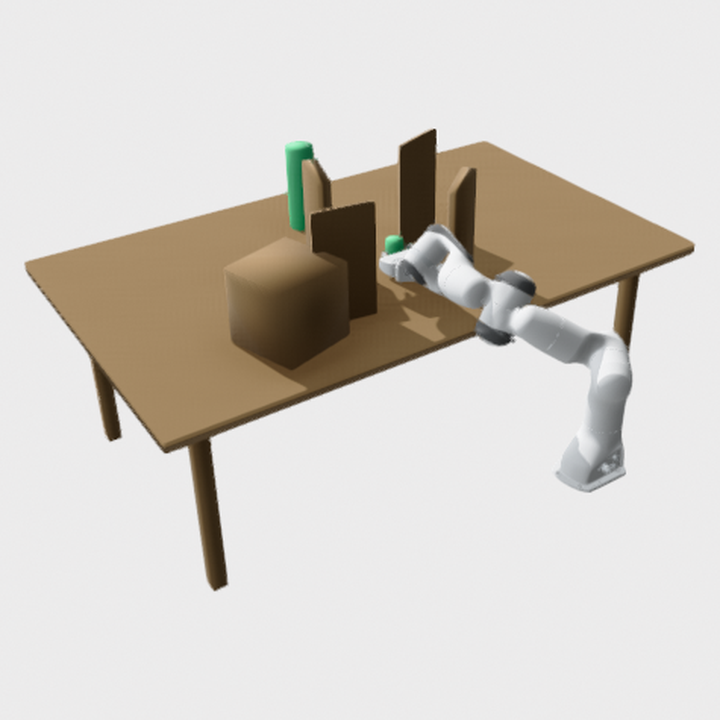 Franka Panda arm in the table pick planning scene.