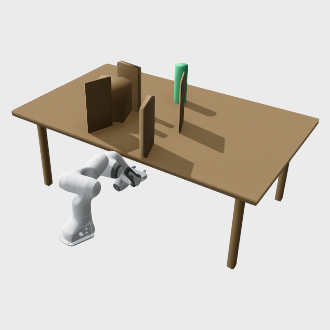 Franka Panda arm in the table-under-pick planning scene.