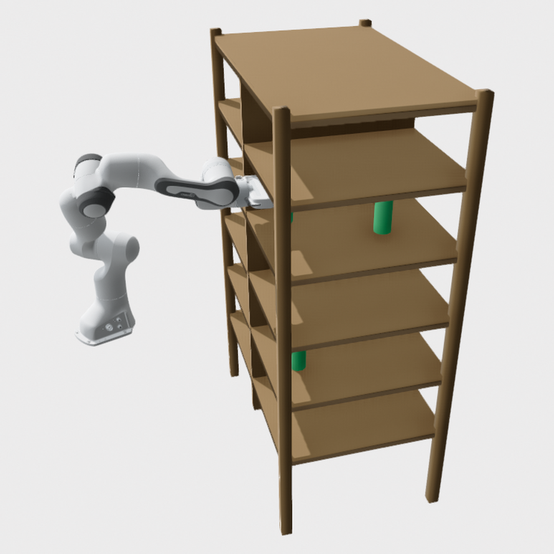 Franka Panda arm in the bookshelf thin single-arm planning scene.