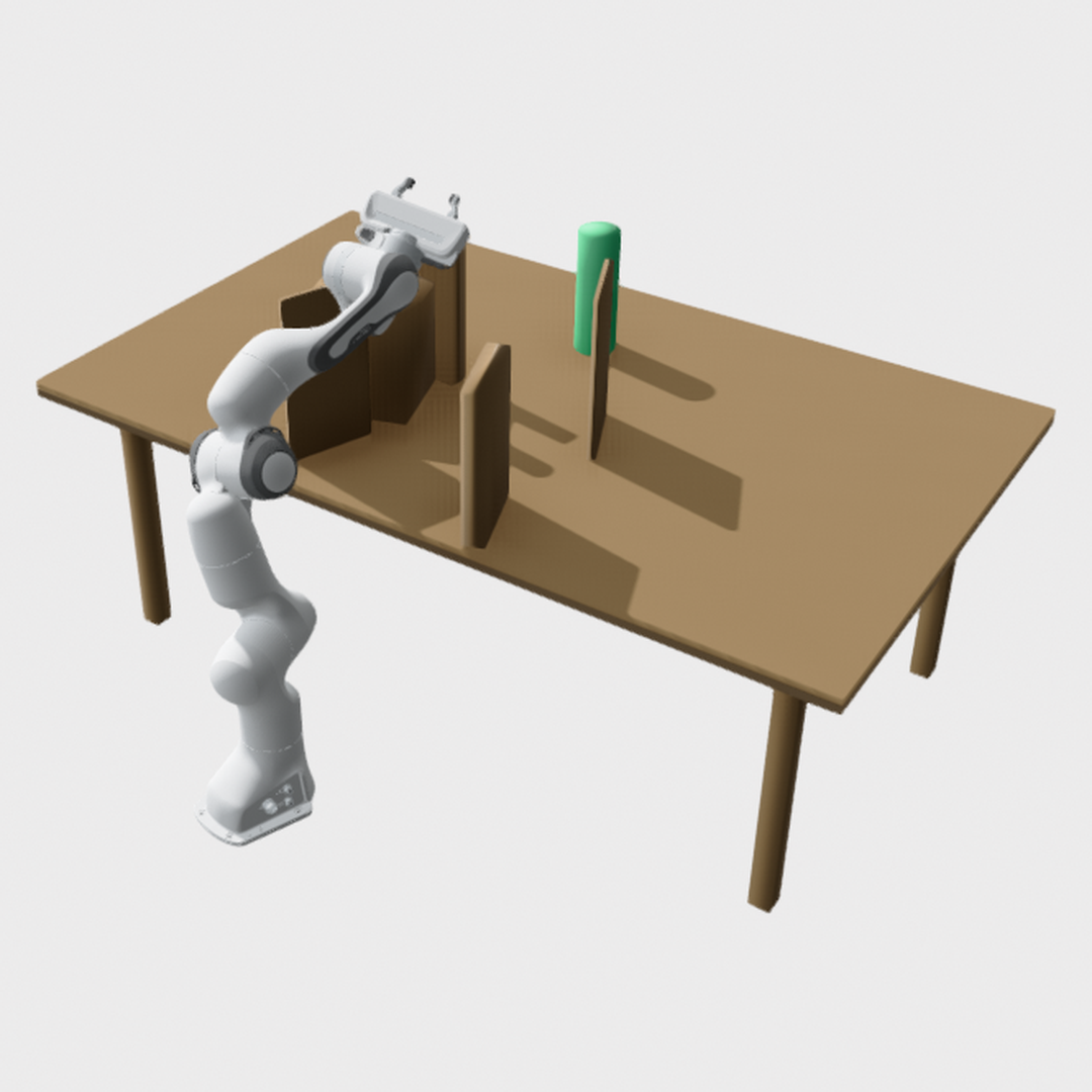 Franka Panda arm in the table-under-pick planning scene.